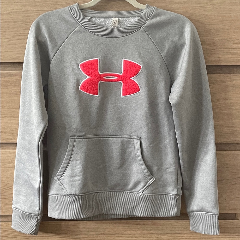 Under Armour Heather Gray Sweatshirt with Red Emblem